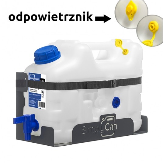Kanister na wodę z mocowaniem i odpowietrznikiem 10L (max 12L) SimplyCan + taśma do uchwytu -zdjęcie numer 1