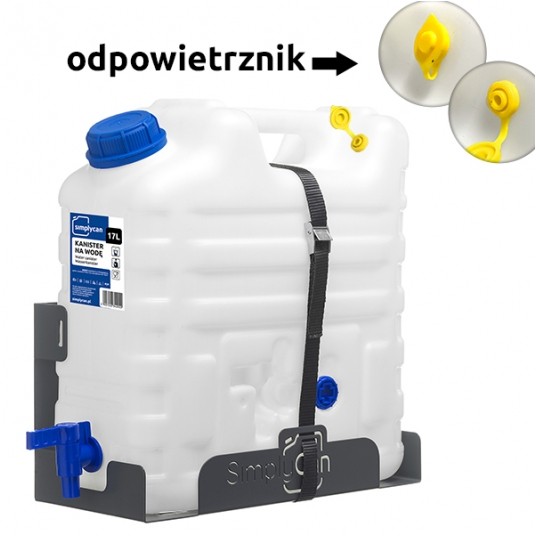 Kanister na wodę z mocowaniem i odpowietrznikiem 15L (max 17L) SimplyCan + taśma do uchwytu -zdjęcie numer 1