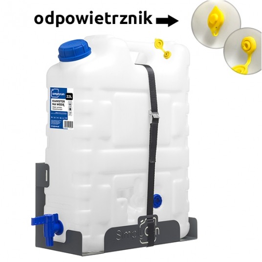 Kanister na wodę z mocowaniem i odpowietrznikiem 20L (max 22L) SimplyCan + taśma do uchwytu -zdjęcie numer 1