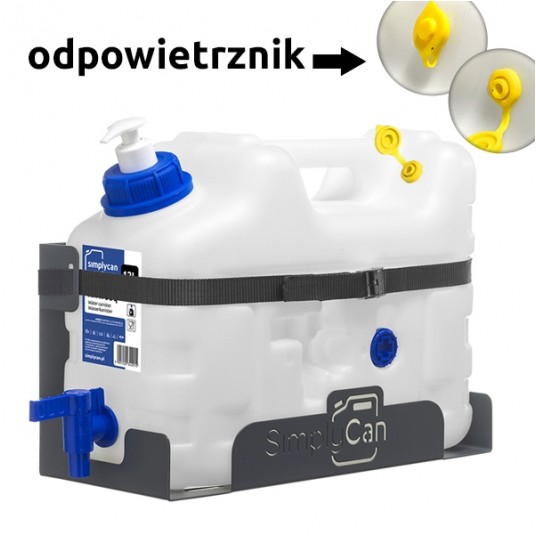 Umywalka przenośna 10L z uchwytem (max 12L) kanister, dozownik, odpowietrznik, mocowanie + taśma mocująca -zdjęcie numer 1
