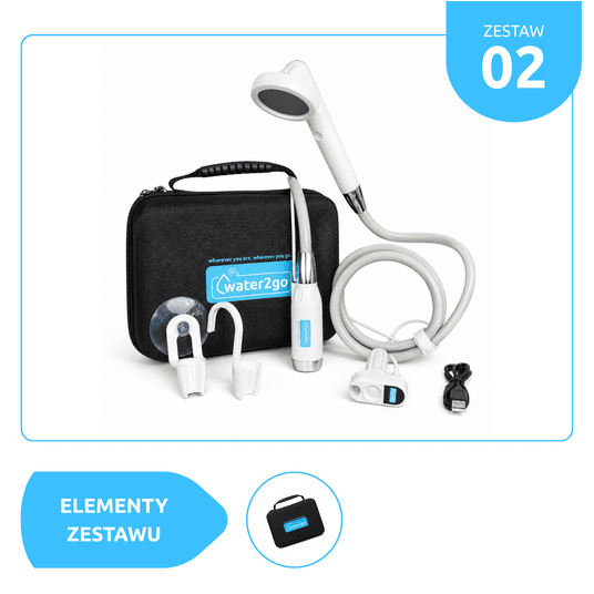 ZESTAW No.2 - Prysznic bezprzewodowy Water2go w kartoniku + etui -zdjęcie numer 1