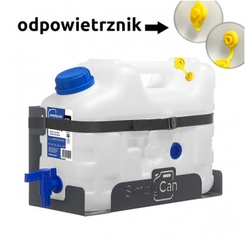 Kanister na wodę z mocowaniem i odpowietrznikiem 10L (max 12L) SimplyCan + taśma do uchwytu