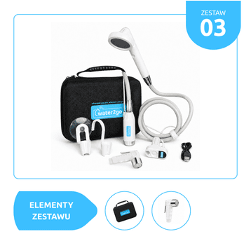 ZESTAW No.3 - Prysznic bezprzewodowy Water2go w kartoniku + etui + słuchawka bidetowa